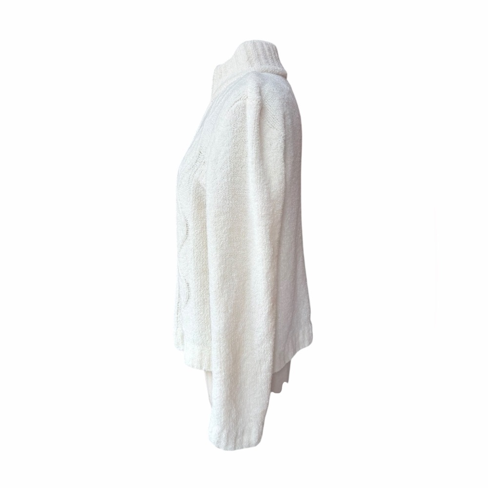 Y2K Christopher & Banks Ivory Cable-Knit Full Zip Cardigan - Picture 3 of 6